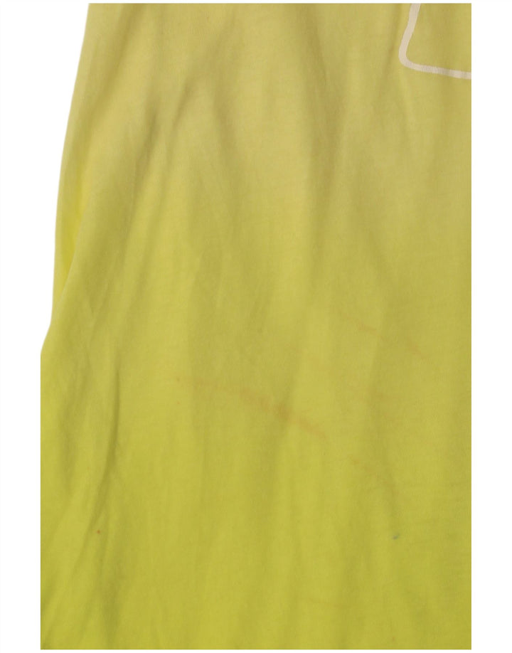 Top túnica feminina BENETTON UK 8 pequeno amarelo colorblock praia