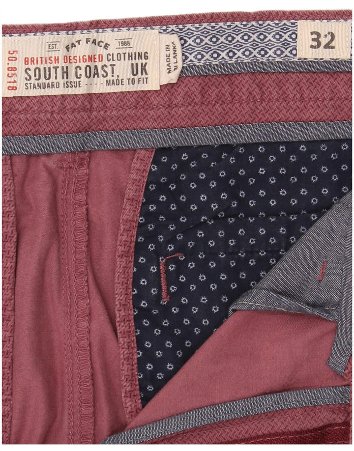 Fat Face Masculino Abstrato Padrão Chino Shorts W32 Médio Algodão Borgonha