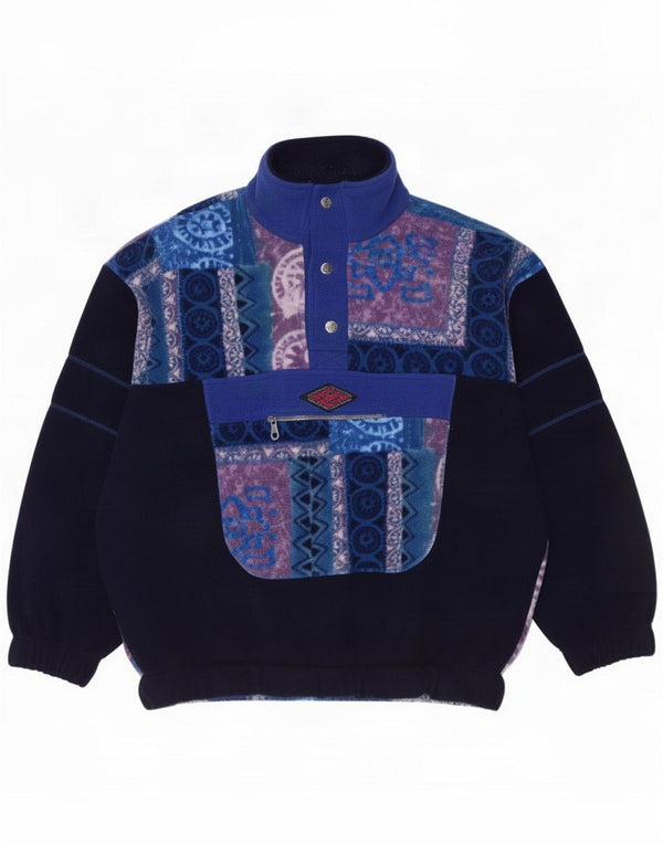 Santostefano Mens Zip Neck Fleece Jumper Grande Azul Marinho Colourblock