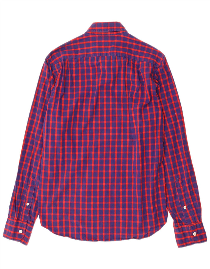 J. Crew Camisa masculina slim pequena de algodão xadrez azul