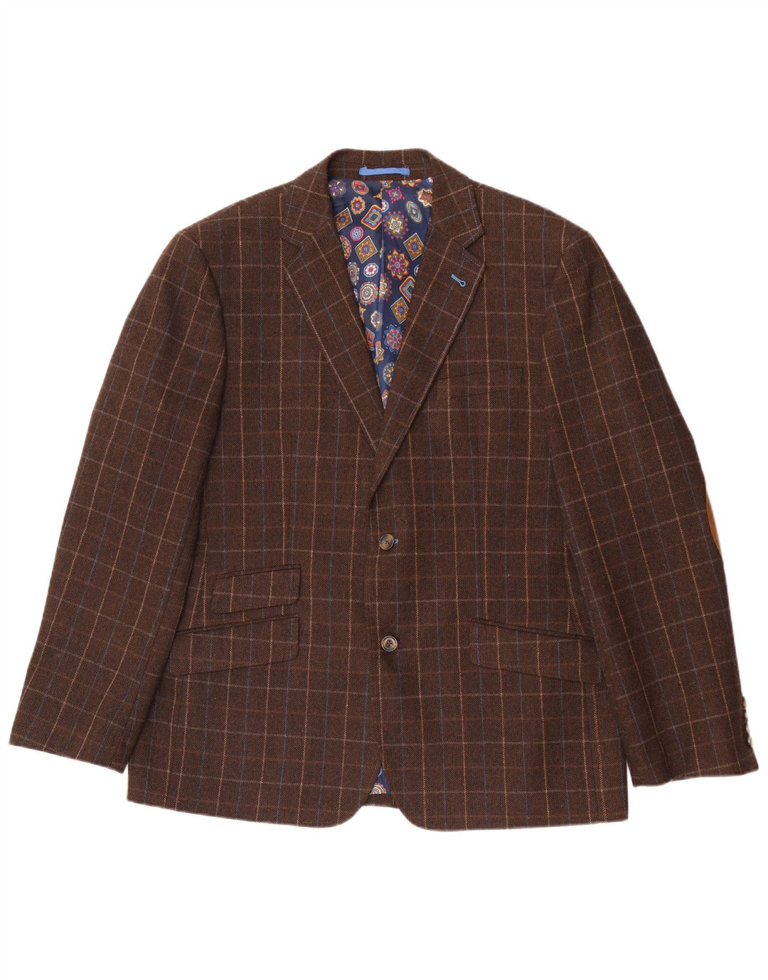Jaqueta Blazer Masculina Harvey & Jones Regular Fit Reino Unido 46 3XL Marrom Xadrez