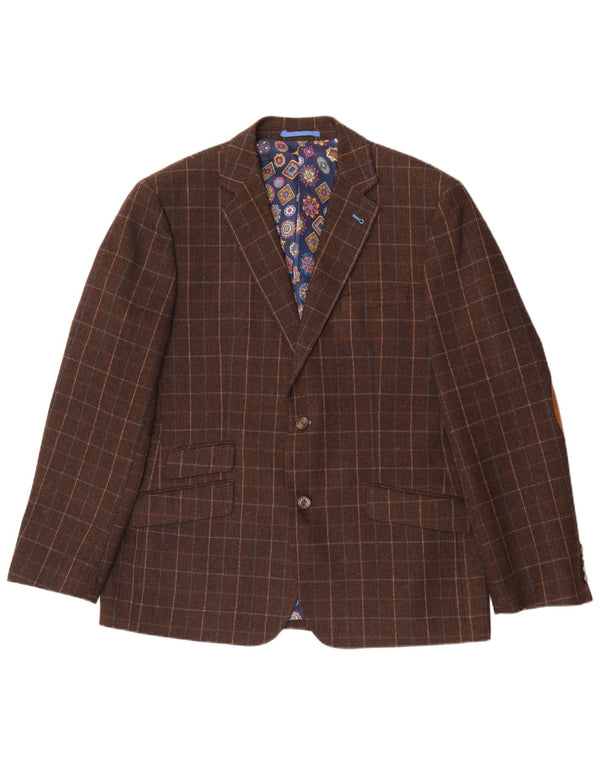 Jaqueta Blazer Masculina Harvey & Jones Regular Fit Reino Unido 46 3XL Marrom Xadrez