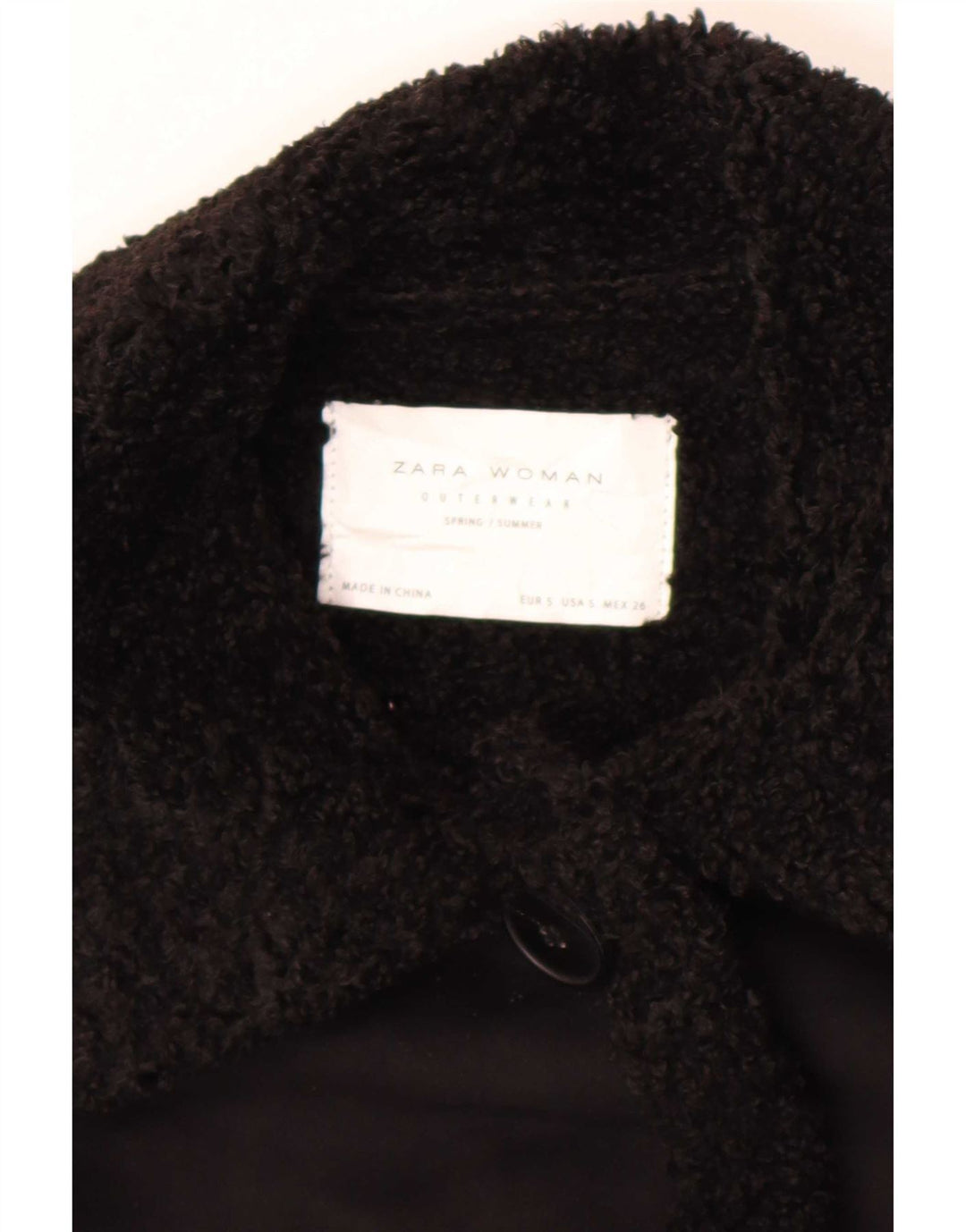 Sobretudo feminino Sherpa Zara Reino Unido 10 pequeno preto