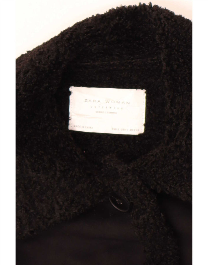 Sobretudo feminino Sherpa Zara Reino Unido 10 pequeno preto
