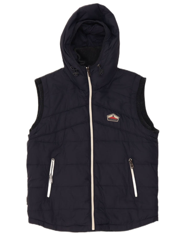 Colete acolchoado com capuz masculino Superdry UK 42 XL azul marinho poliéster