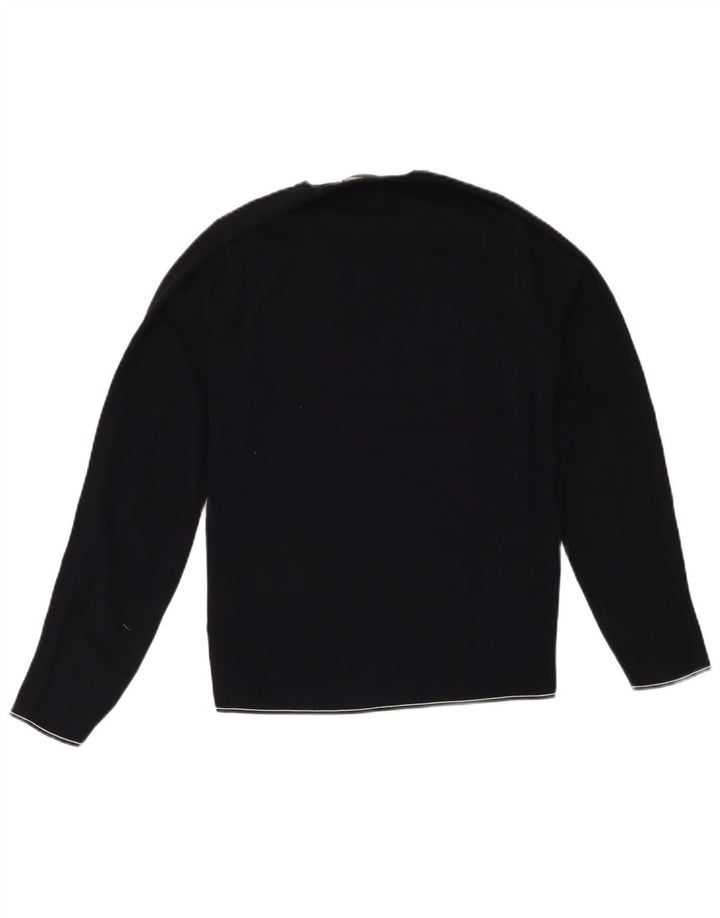 Suéter feminino Massimo Dutti com gola redonda Reino Unido 14 algodão azul marinho médio