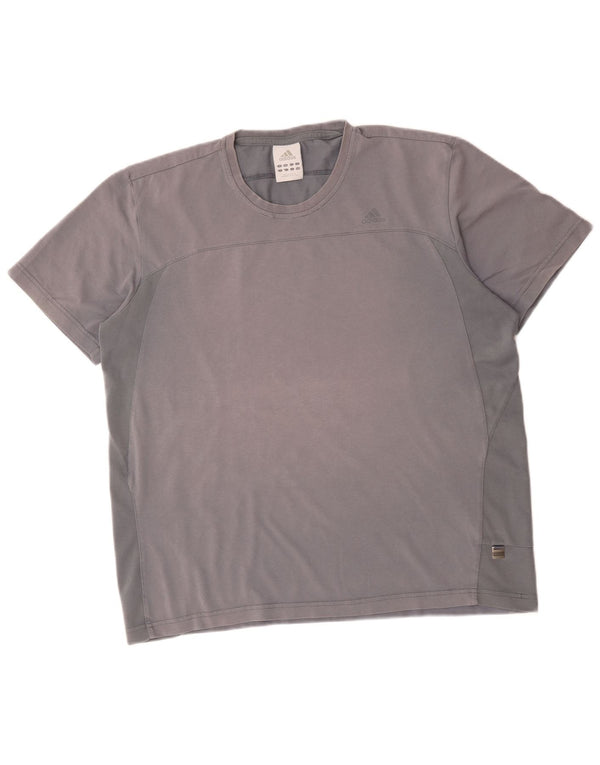 Adidas Mens Camiseta Top Grande Algodão Cinza