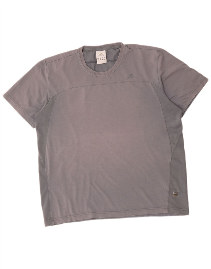 Adidas Mens Camiseta Top Grande Algodão Cinza