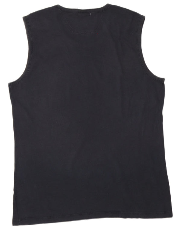 Adidas Mens Colete Top Grande Algodão Azul Marinho
