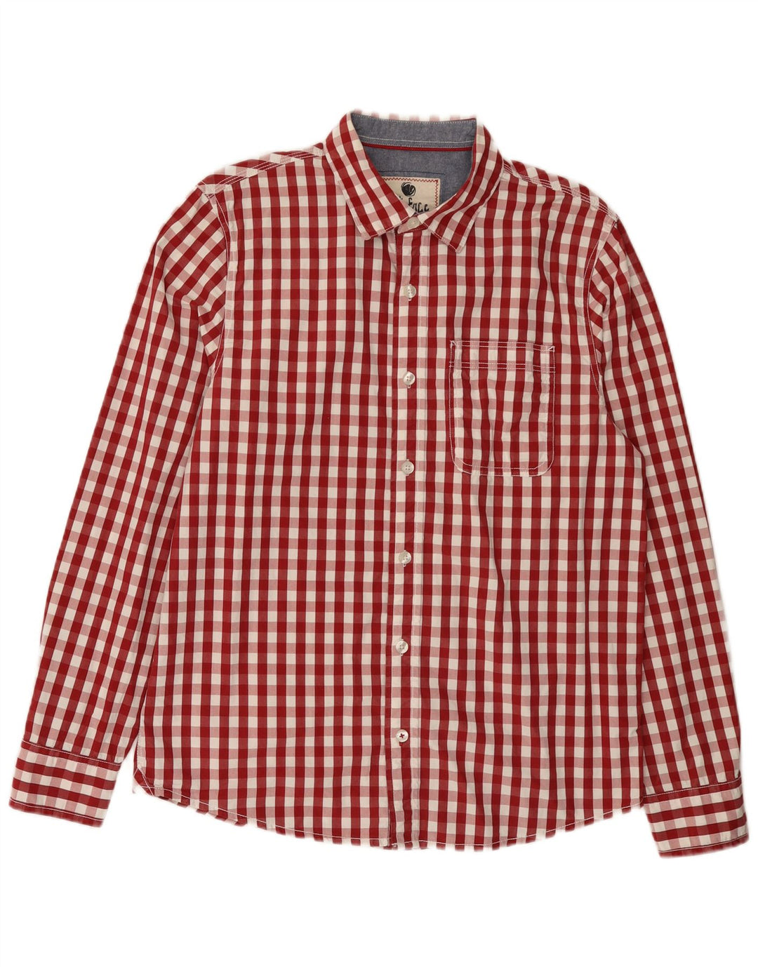 Camisa masculina FAT FACE de algodão guingão vermelho médio