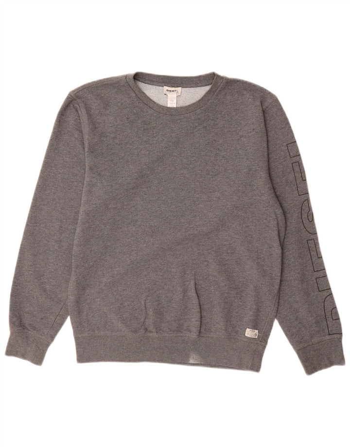 Diesel masculino moletom gráfico jumper pequeno algodão cinza