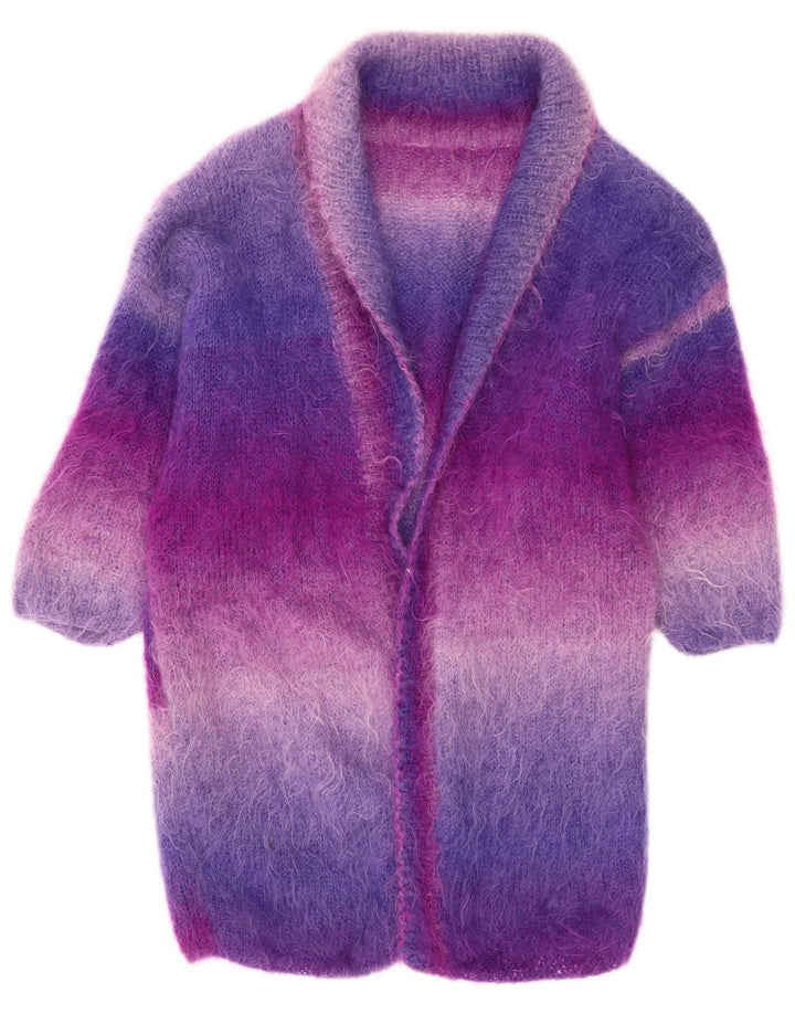 Suéter feminino vintage com palangre UK 14 grande multicolorido