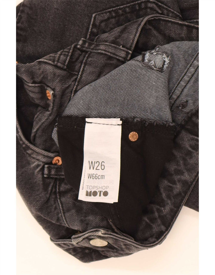 Mini saia jeans feminina Topshop W26 pequena algodão preto