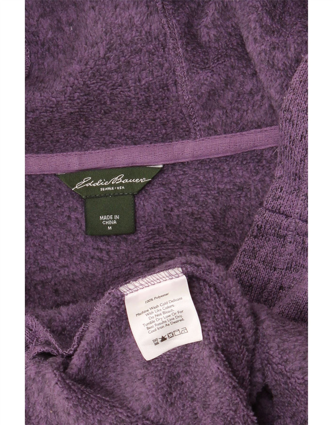 EDDIE BAUER moletom com capuz feminino UK 14 poliéster manchado roxo médio