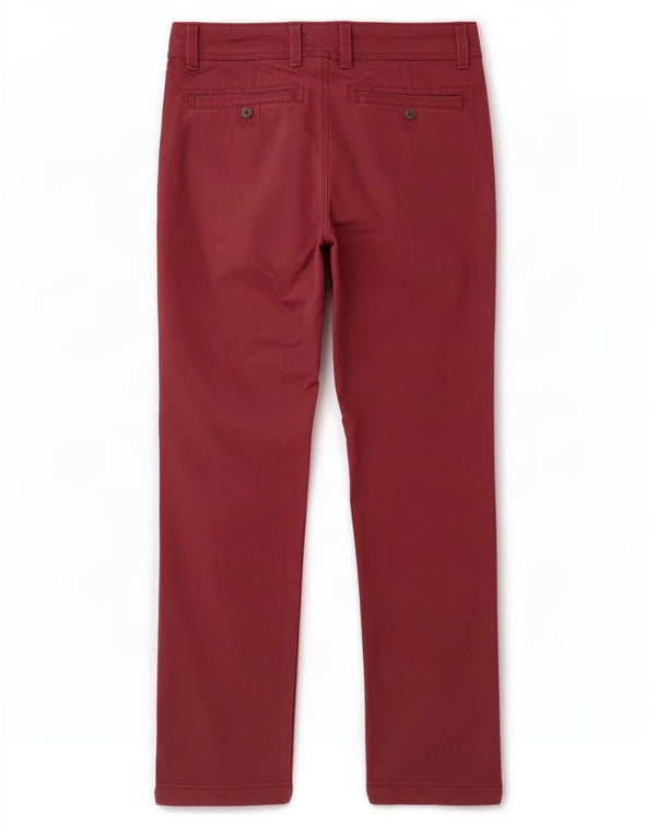 Calças Chino retas masculinas Fat Face W32 L32 Algodão Borgonha