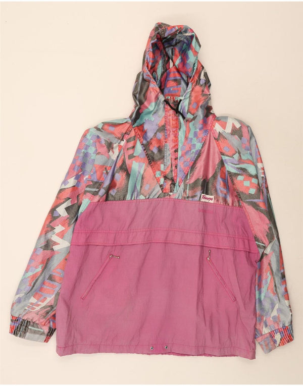 Jaqueta de chuva feminina vintage oversized gráfica UK 18 XL multicolorida