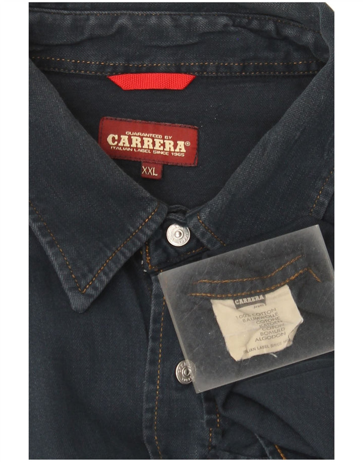 Camisa jeans masculina Carrera 2XL algodão azul marinho