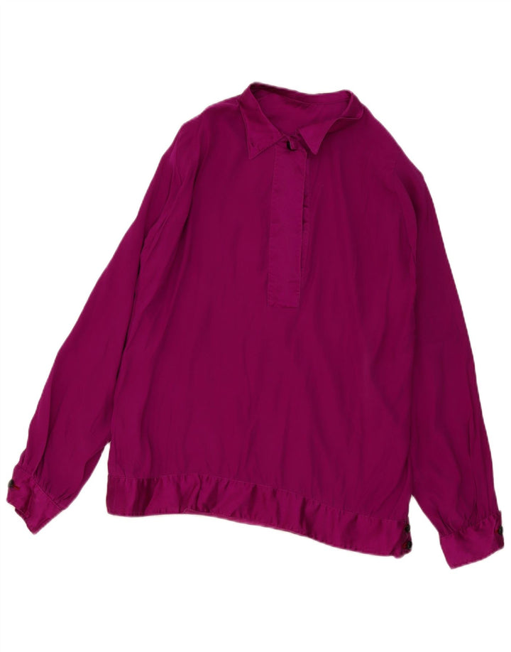 Blusa feminina vintage de manga comprida UK 18 XL marrom