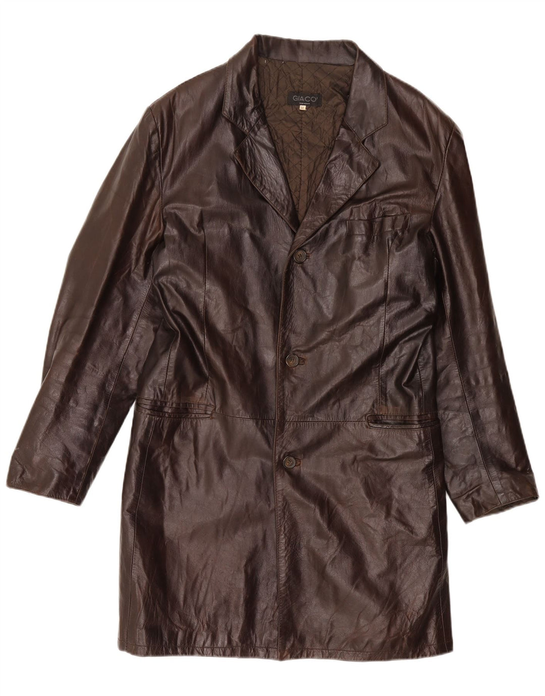 Casaco de couro masculino VINTAGE IT 54 2XL couro marrom