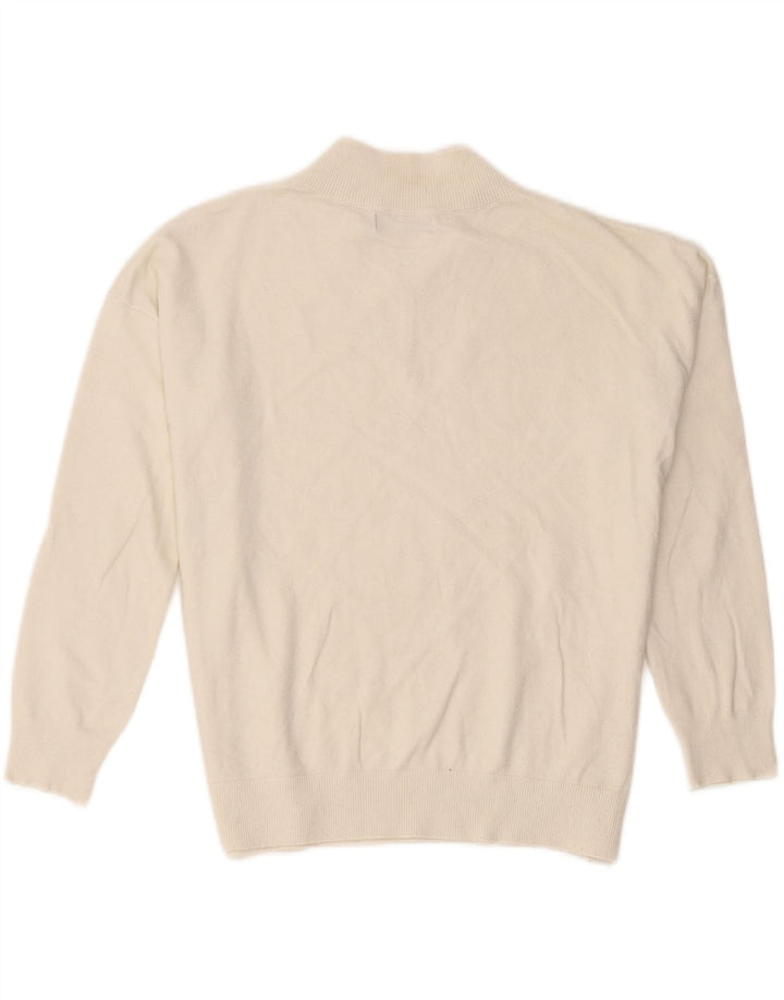 Suéter feminino Marks & Spencer com decote em V UK 14 Médio Off White