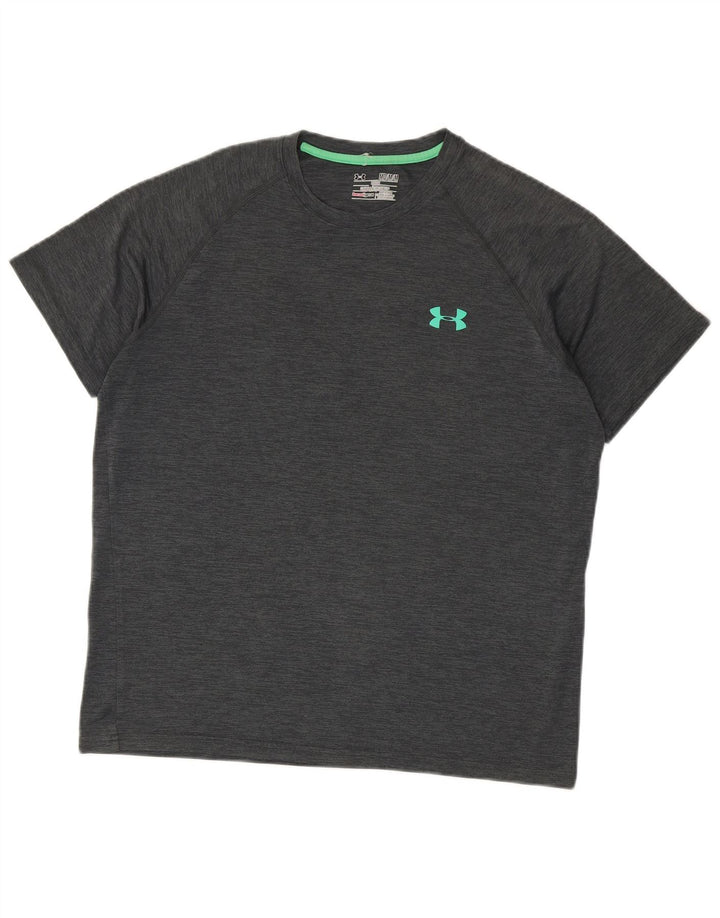 Camiseta masculina Under ARMOUR Heat Gear Top cinza médio manchado