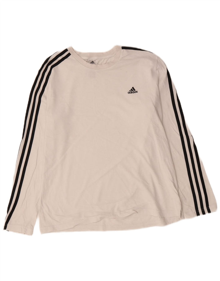 Top feminino Adidas manga comprida UK 16/18 grande algodão branco