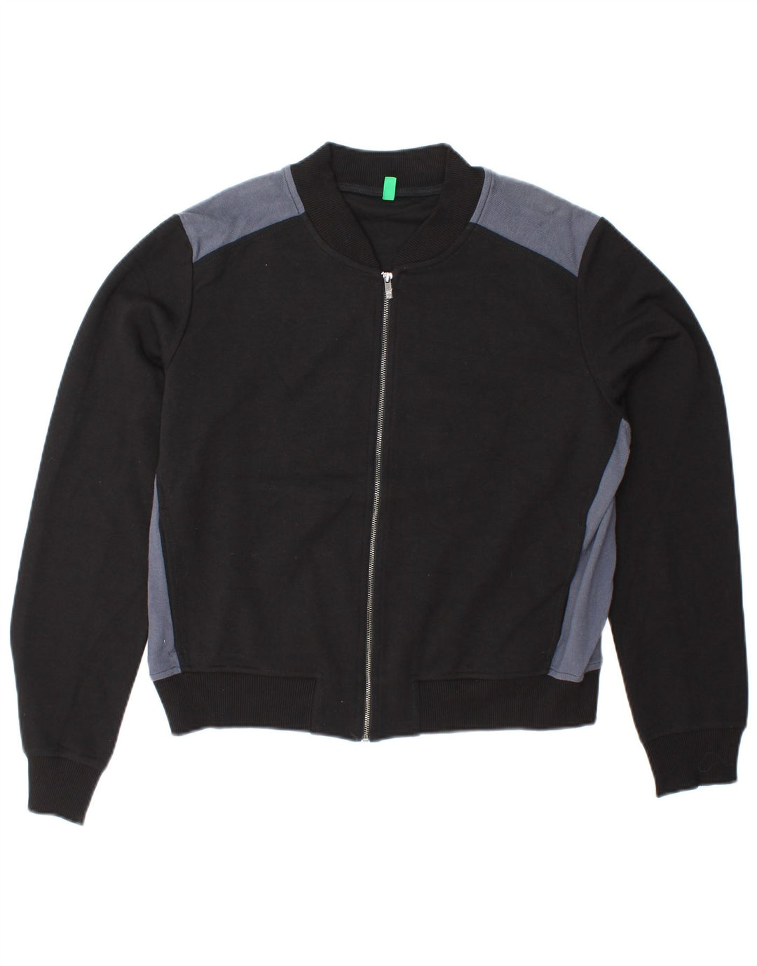 Jaqueta feminina BENETTON Crop Tracksuit UK 16 grande bloco colorido preto