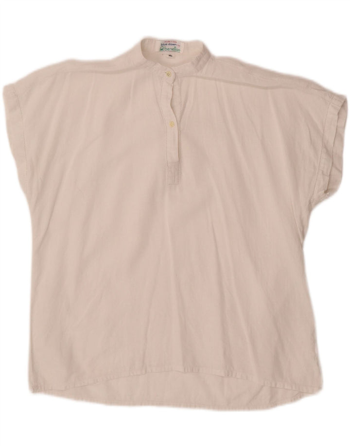 Blusa feminina BENETTON UK 14 grande branco