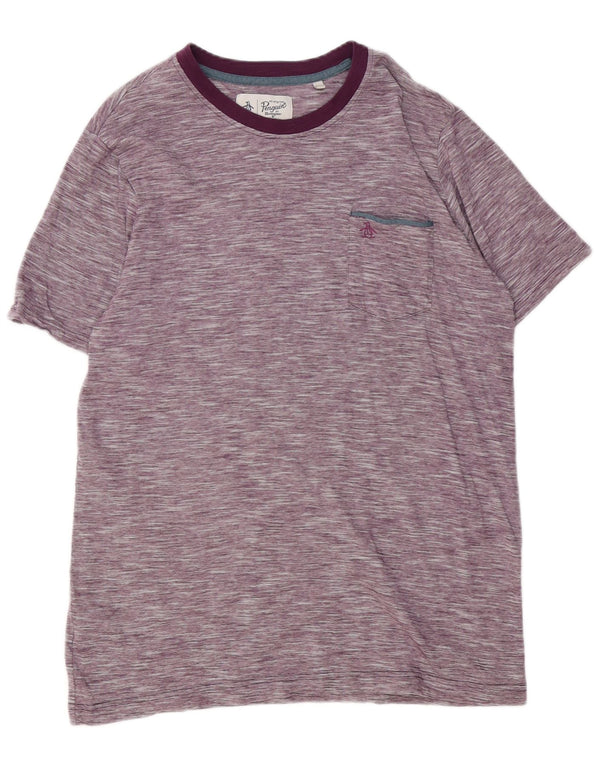 Camiseta masculina Penguin Top grande algodão manchado roxo