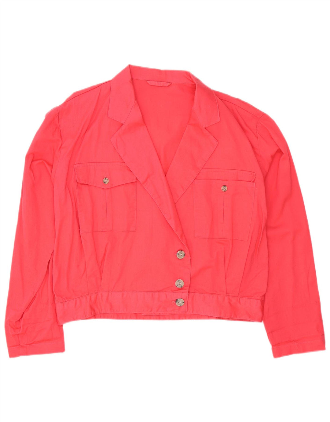 Jaqueta blazer vintage feminina com 3 botões Reino Unido 16 grande algodão rosa