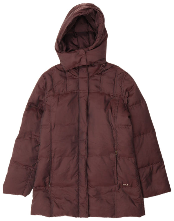 Casaco acolchoado com capuz feminino Fila UK 14 médio marrom poliamida