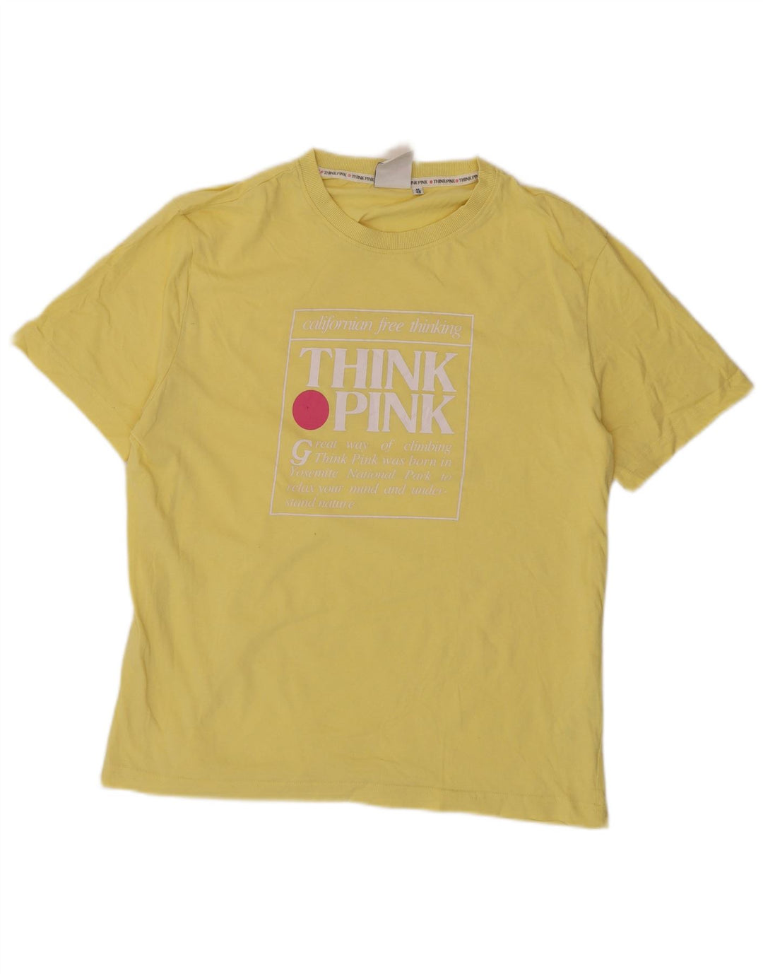 Camiseta gráfica masculina Think Pink Top IT 48 algodão amarelo médio