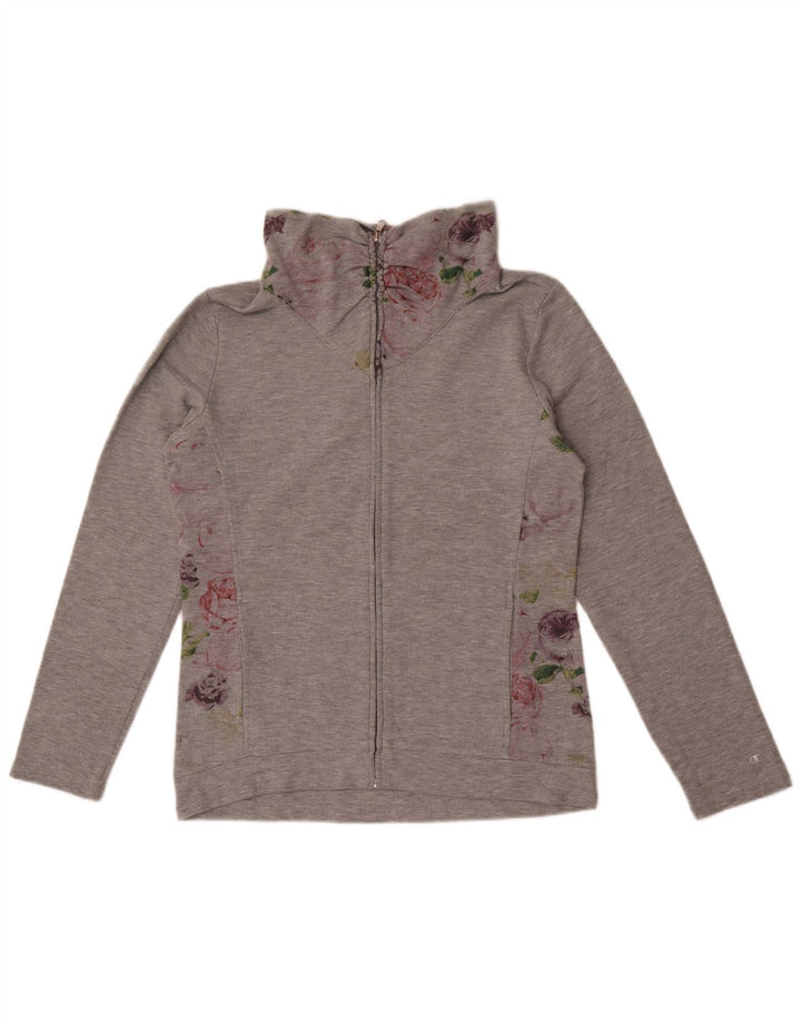 Jaqueta feminina Champion UK 14 algodão floral cinza médio