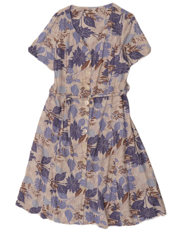 Vestido camisa feminino de manga curta Marks & Spencer UK 16 grande azul floral