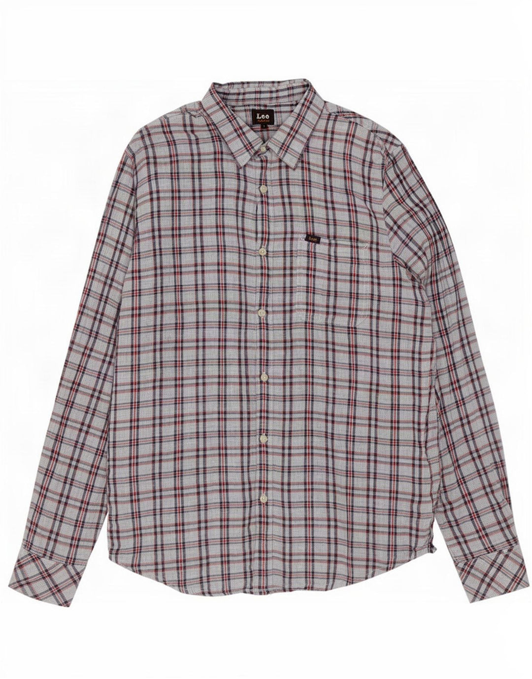 Camisa masculina Lee grande algodão xadrez cinza