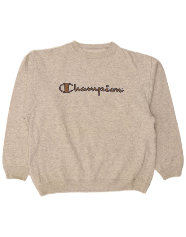 Champion moletom gráfico masculino jumper XL cinza manchado de algodão