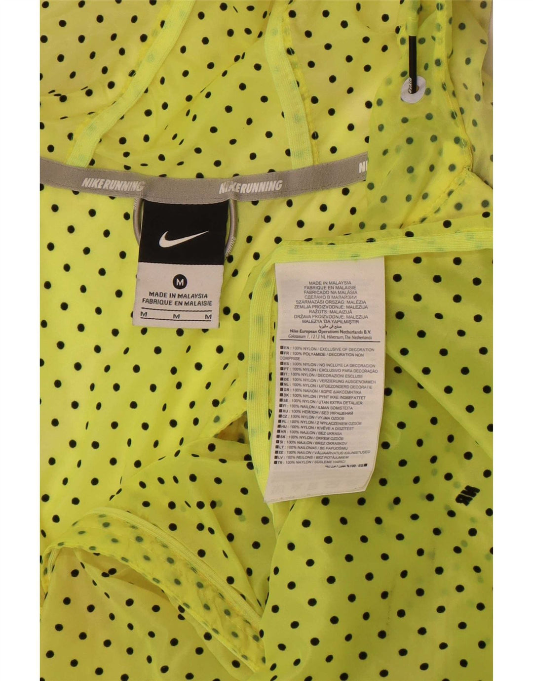 Nike Womens Running Hooded Rain Jacket UK 14 Médio Amarelo Manchado