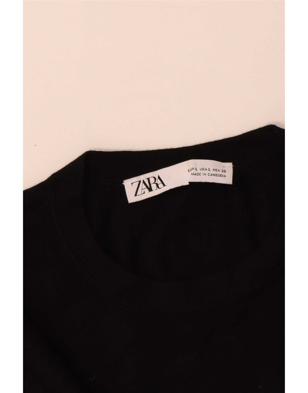Zara Suéter feminino com gola redonda, Reino Unido 14, grande, preto