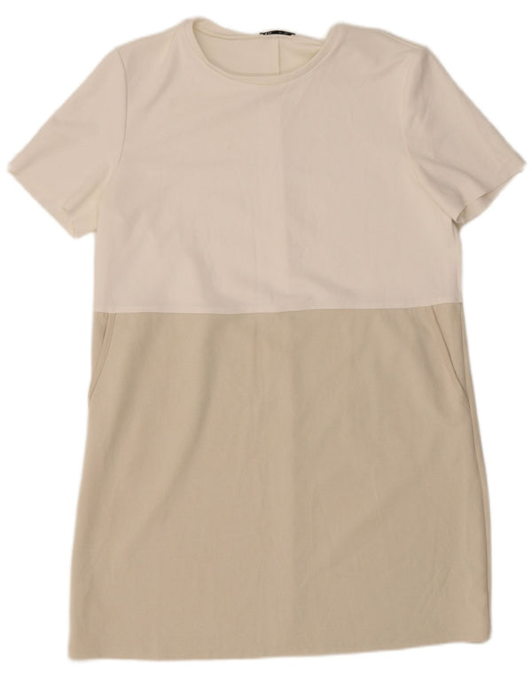 Vestido camiseta feminino Zara UK 18 XL branco colorblock