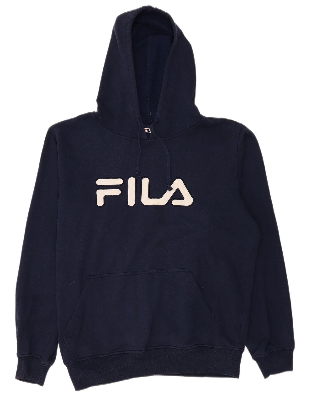 Suéter com capuz gráfico masculino FILA grande algodão azul marinho