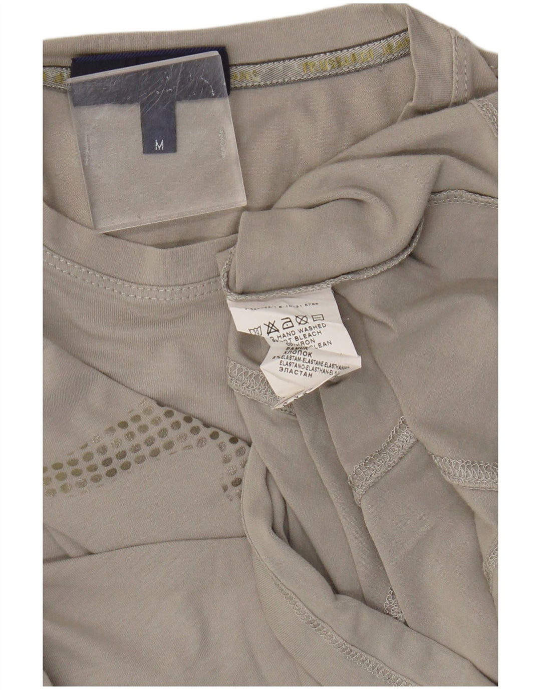 Trussardi Jeans Top gráfico feminino manga comprida Reino Unido 14 algodão cinza médio