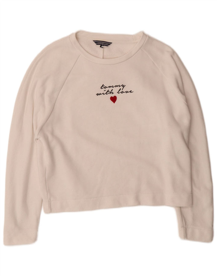 TOMMY HILFIGER Suéter feminino oversized cropped UK 6 XS branco