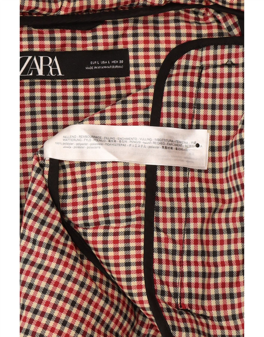 Jaqueta acolchoada com capuz feminina Zara UK 16 grande inverno preto de poliéster