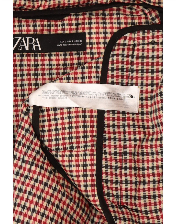 Jaqueta acolchoada com capuz feminina Zara UK 16 grande inverno preto de poliéster