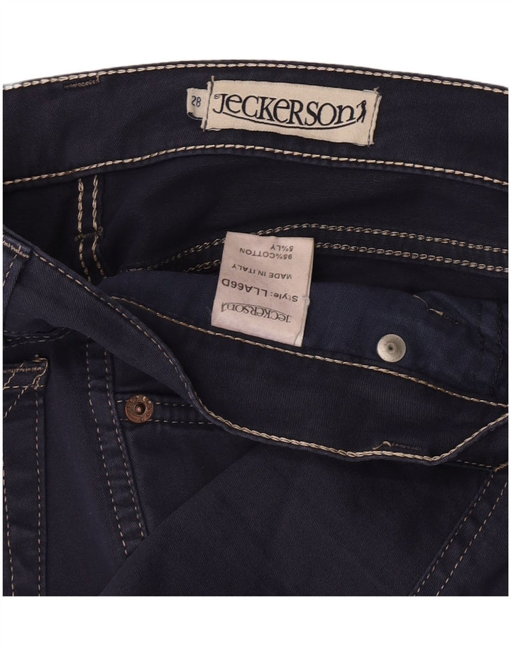 Calça casual feminina Jeckerson Bootcut W28 L33 algodão azul marinho