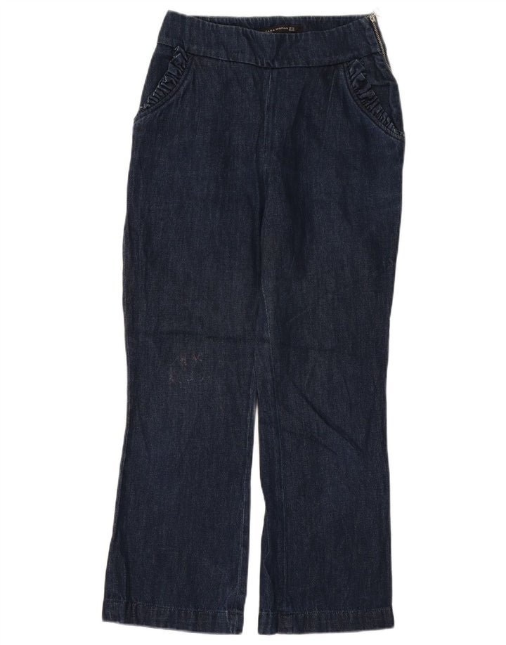 Calça jeans feminina Zara Bootcut XS W24 L26 azul marinho