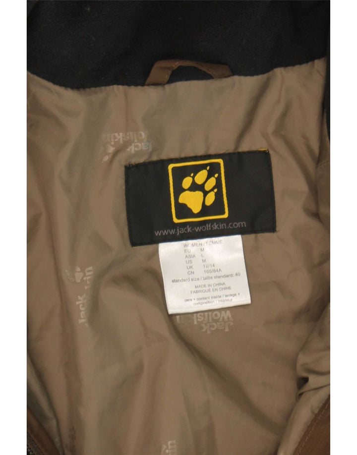 Casaco acolchoado com capuz feminino Jack Wolfskin Reino Unido 12/14 poliéster marrom médio
