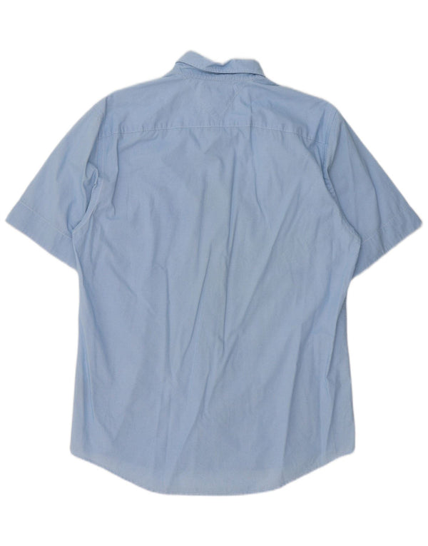 Tommy Hilfiger Camisa masculina de manga curta New York Fit grande azul manchada
