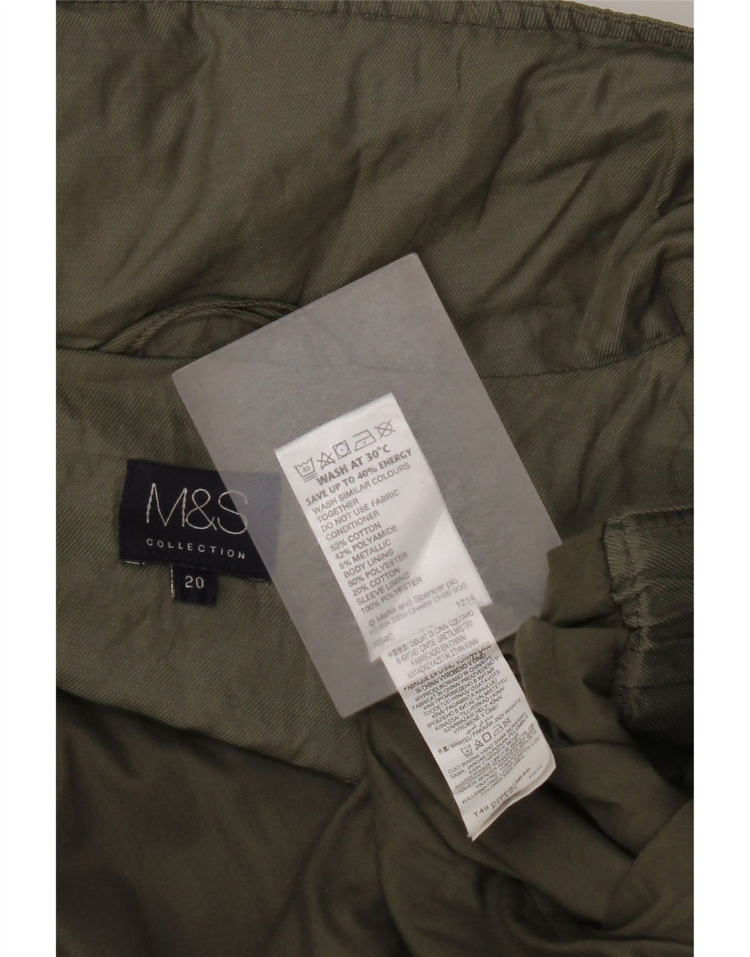 Jaqueta bomber feminina com capuz Marks & Spencer UK 20 2XL algodão cáqui