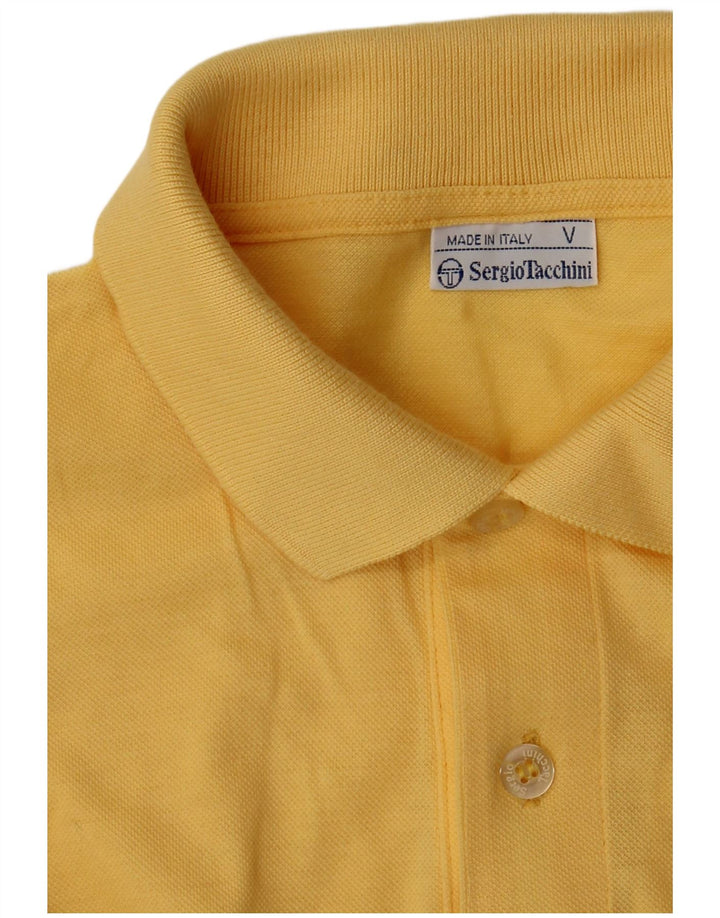 Sergio Tacchini Camisa polo masculina de manga comprida grande amarela